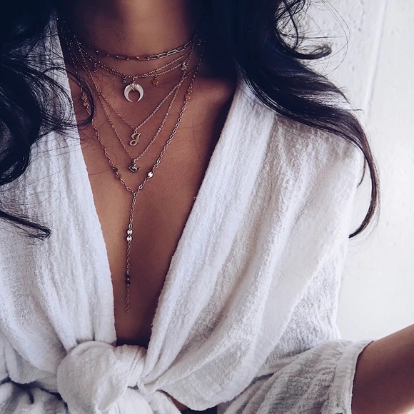 14k Gold Filled Mother of Pearl Moon Necklace - Picture 2 of 3